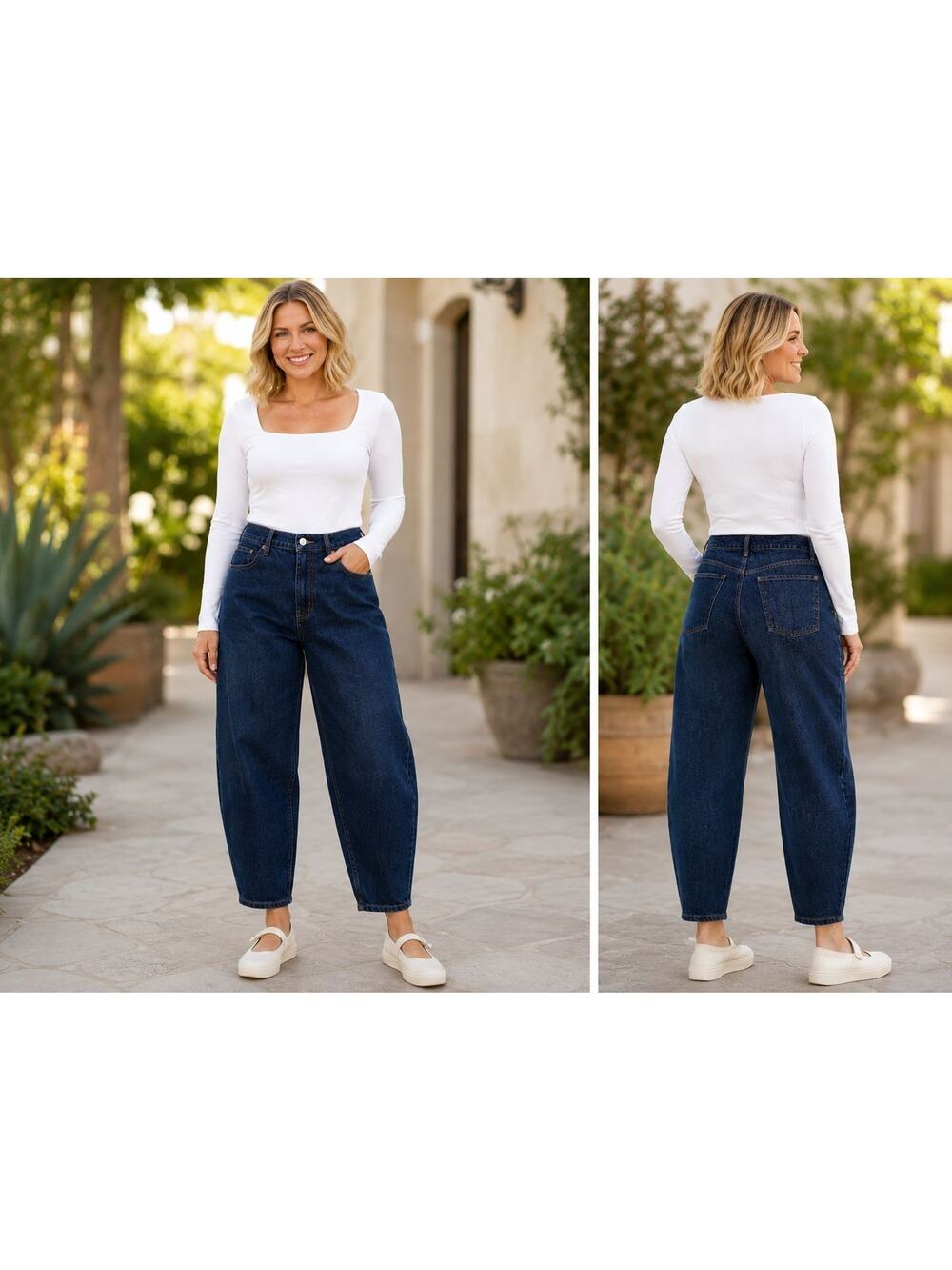 Old Navy High Rise Barrel Leg Jeans Womens 12 Tall Dark Wash Wide Relaxed NWT